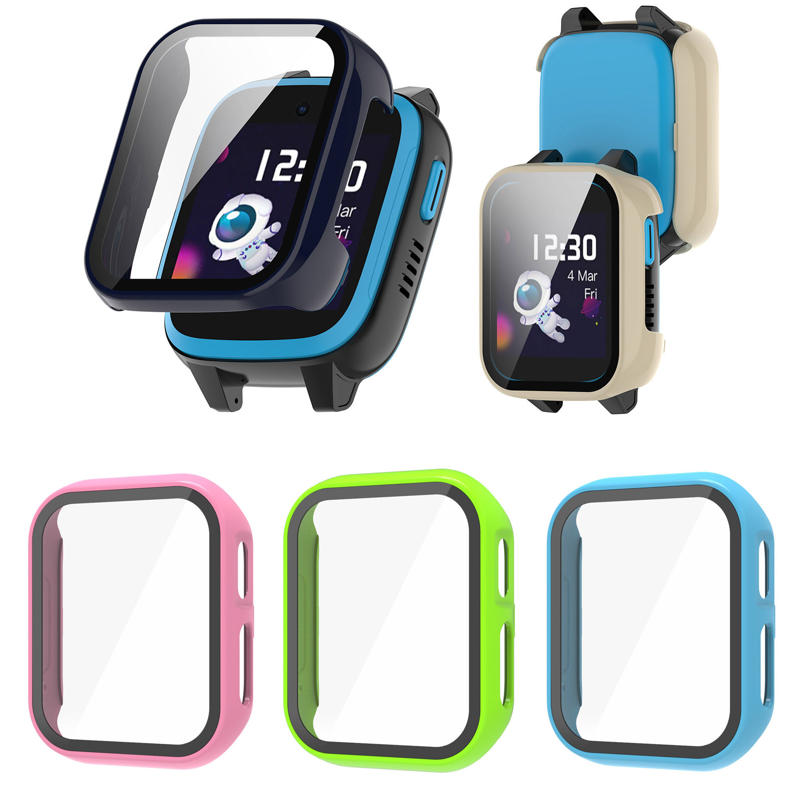 Smart Watch Kids - Sert Kenar Kabuk Cam Ekran Koruyucu