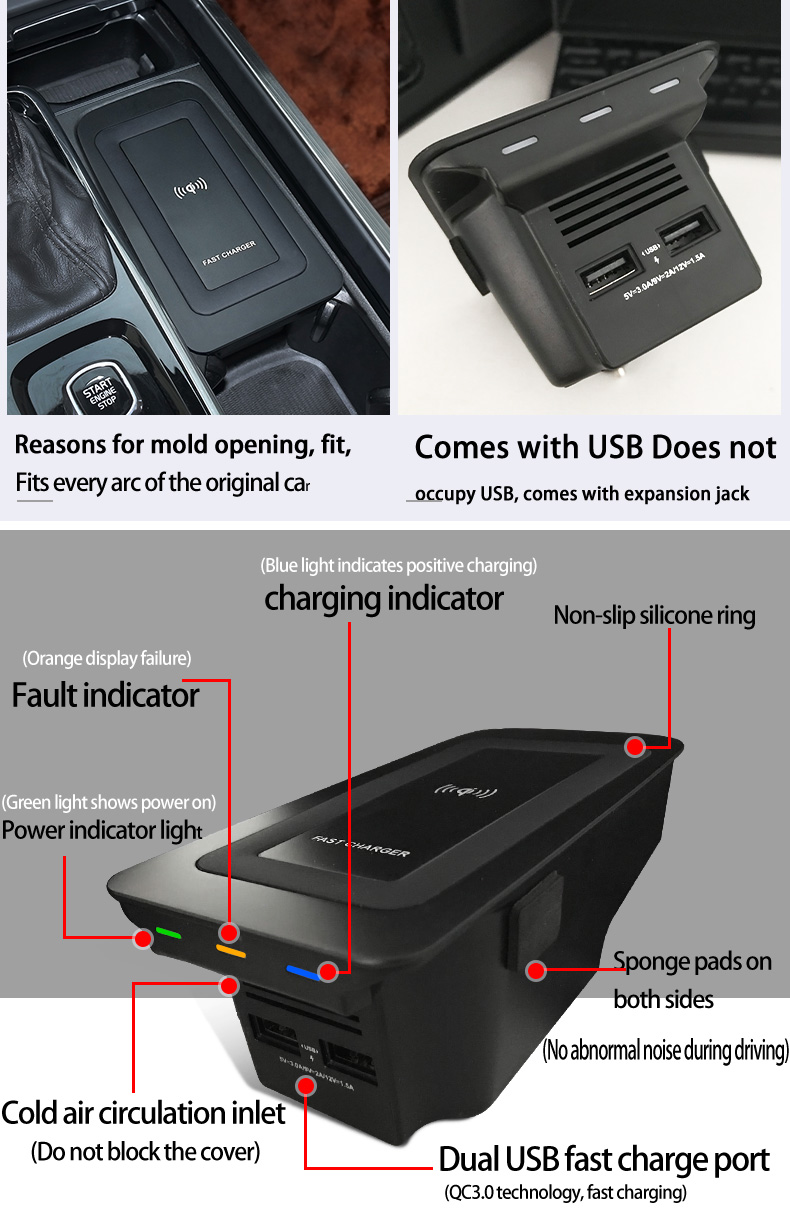 Volvo V60 S60 XC90 için 15w ka - Wireless Phone Charger Pad incelemesi ve fiyatı