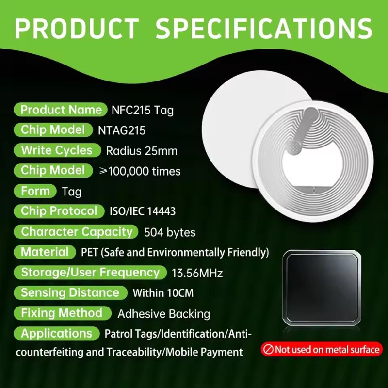 100/5 adet NTAG213/NTAG215/NTA - Nfc Tag Programmable incelemesi ve fiyatı